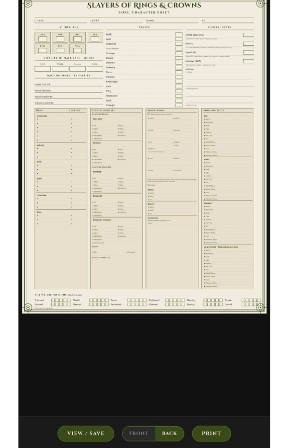 Brunn Character Sheet - Back