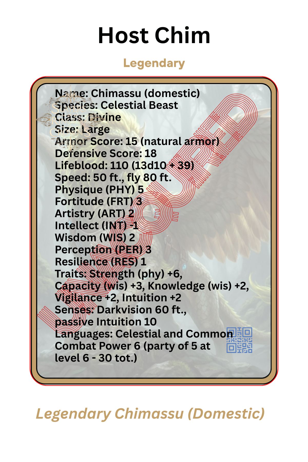 Domestic Chimassu Card