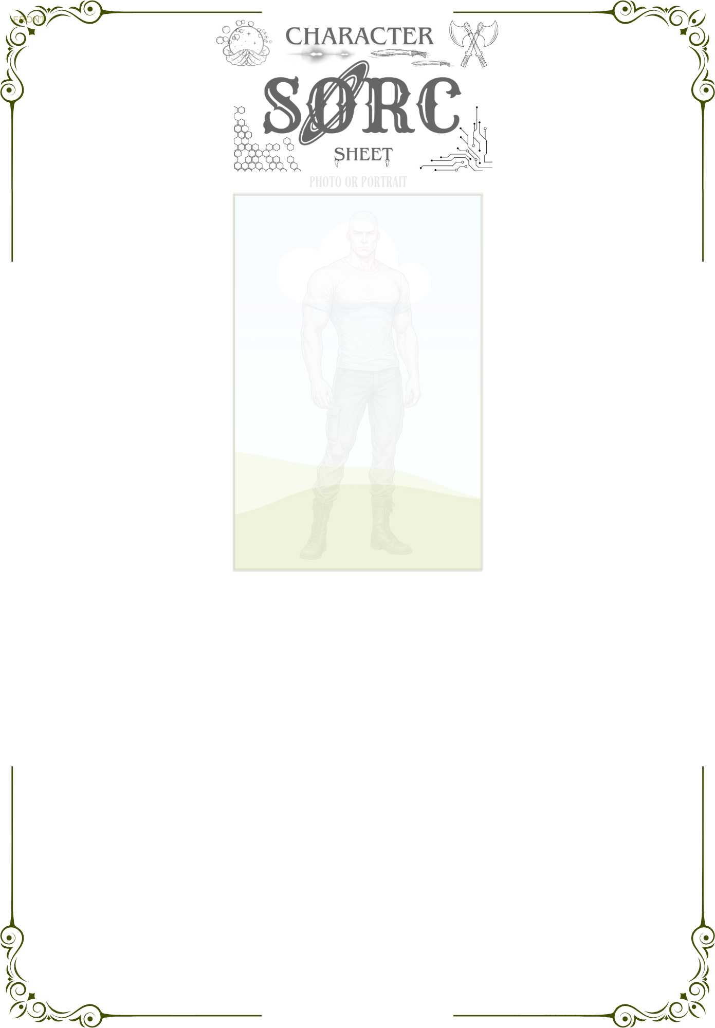 Male Muscular SORC character sheet frame